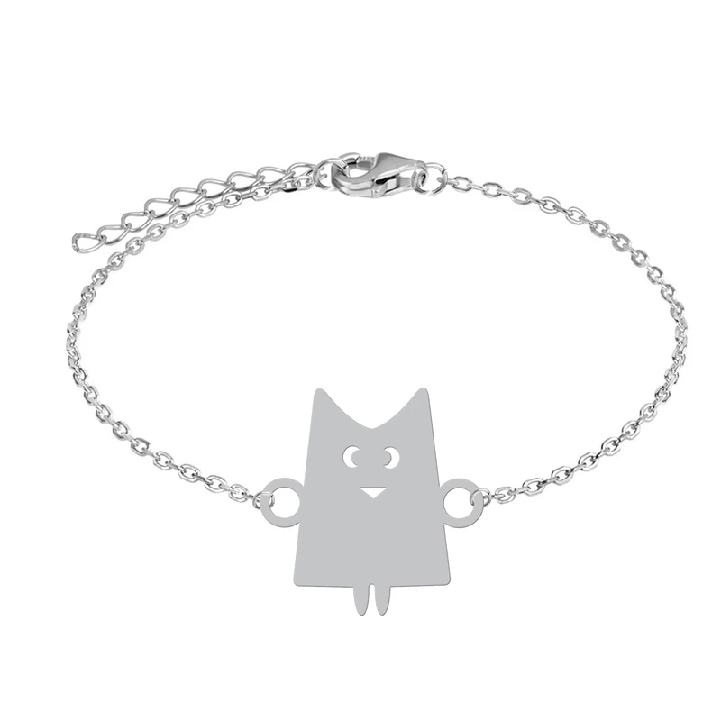 دستبند زنجیری زنانه هایکا طرح کارتونی گربه کد d.ha438