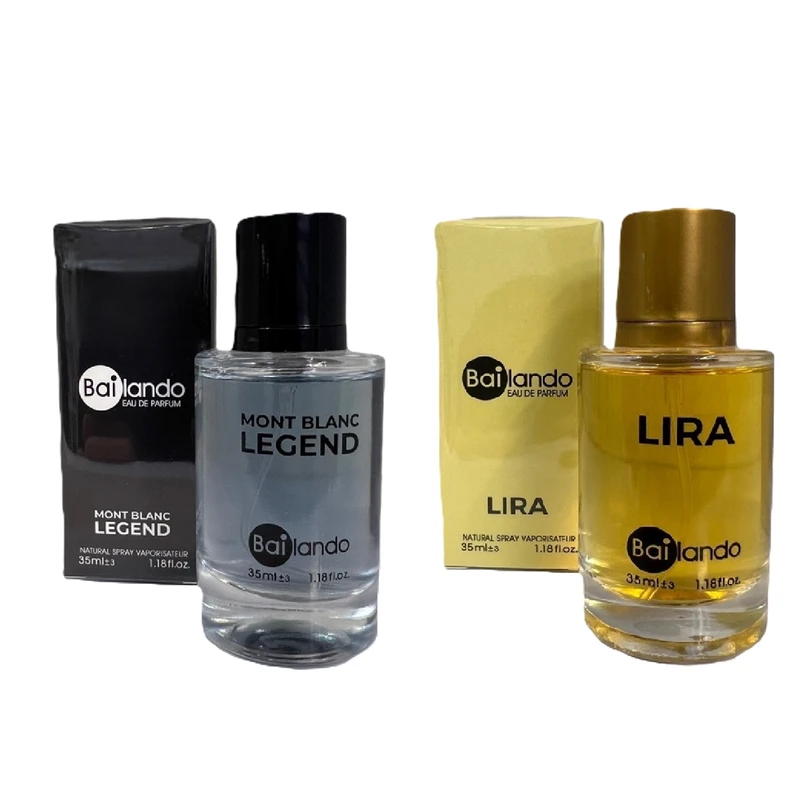 عطر جیبی مردانه بایلندو مدل لجند مونت بلان با رایحه خنک حجم 35 میلی‌لیتر به همراه عطر جیبی زنانه بایلندو مدل لیرا با رایحه گرم حجم 35 میلی‌لیتر