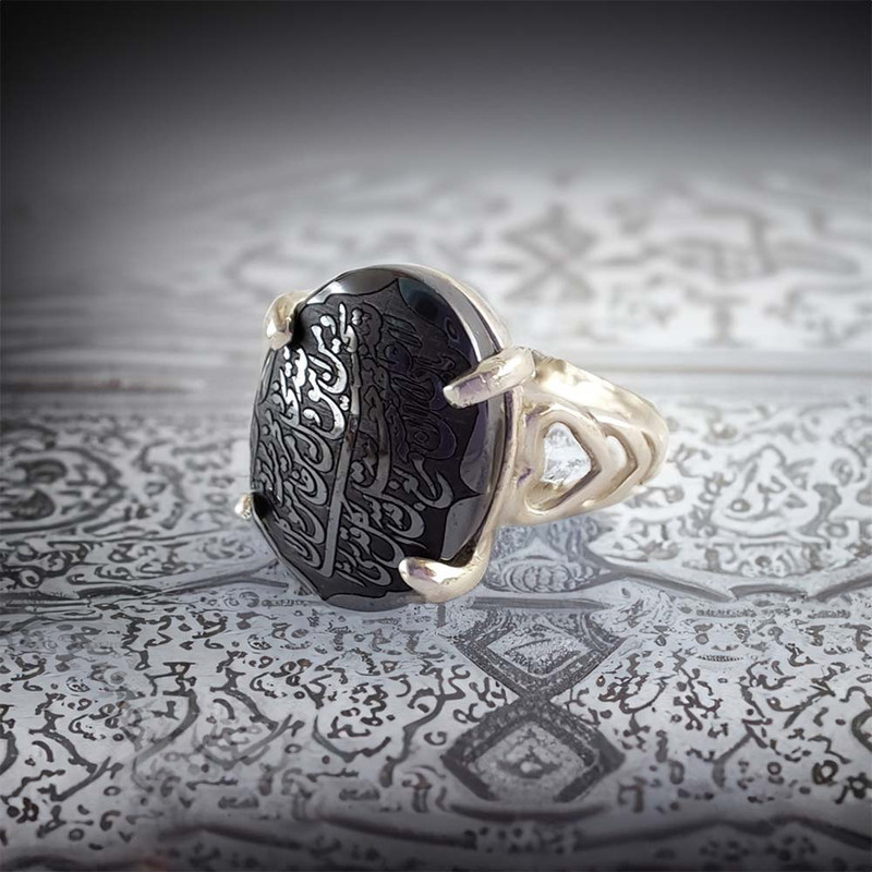 انگشتر نقره زنانه ملک زیور مدل و من یتق الله حدید کد 29