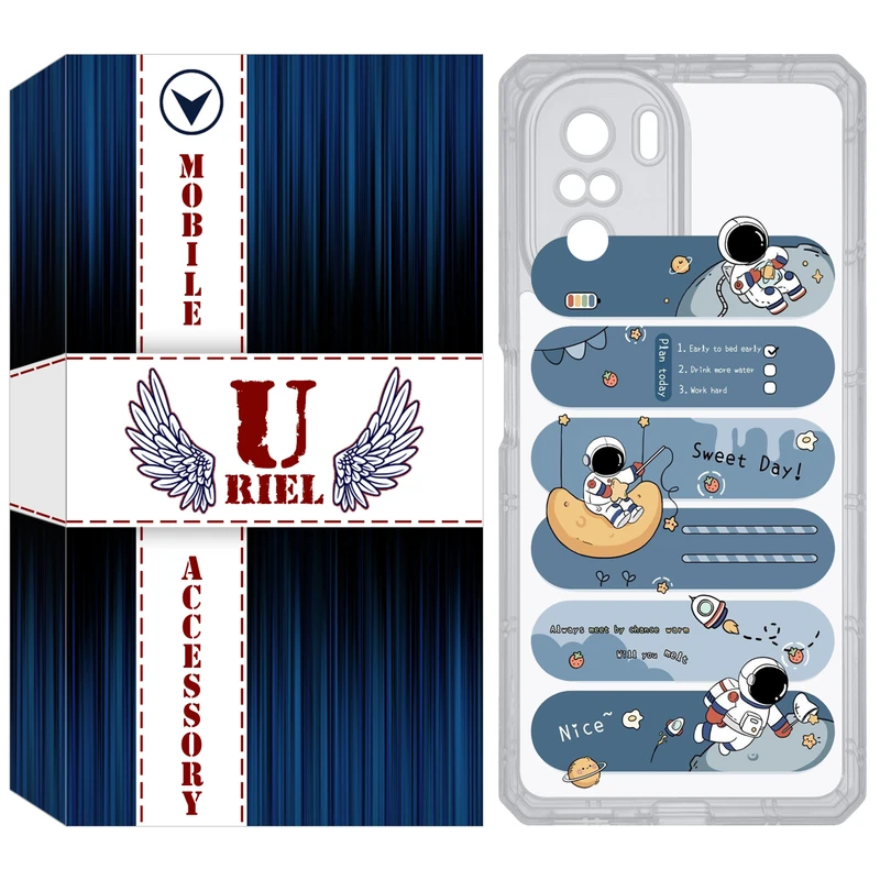 کاور یوریل مدل Clear کد 18 طرح فضانورد مناسب برای گوشی موبایل شیائومی Poco F3 / Redmi K40 / Mi 11i