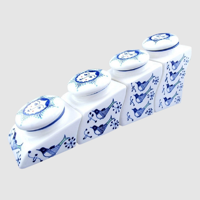 ست جا ادویه 4 پارچه چینی مروارید مدل مرغ