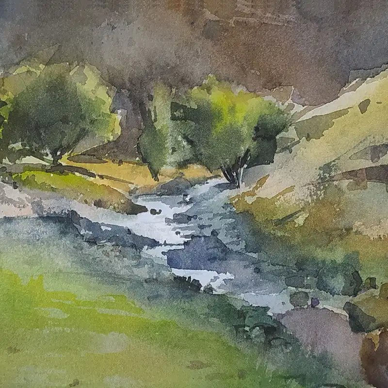 نقاشی آبرنگ طرح کوهستان کد 64