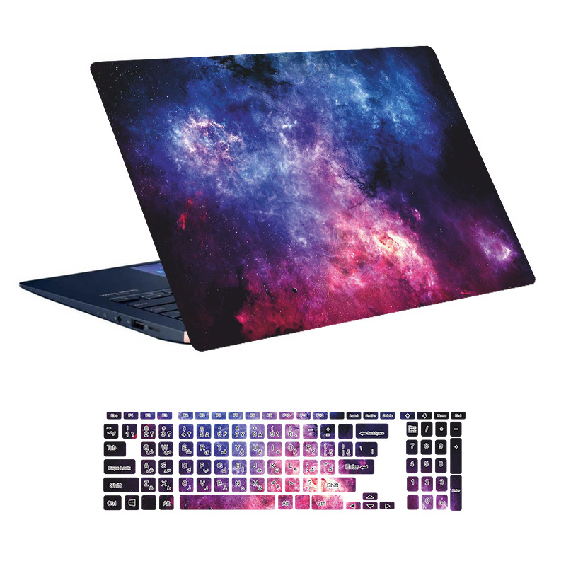 استیکر لپ تاپ توییجین و موییجین طرح Space کد 133 مناسب برای لپ تاپ 15.6 اینچ به همراه برچسب حروف فارسی کیبورد