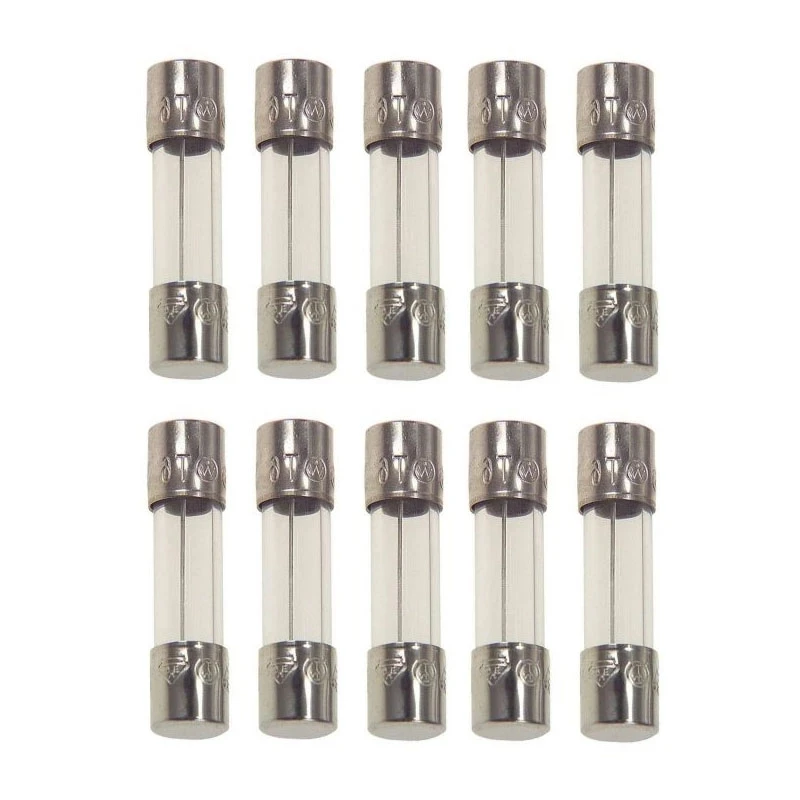 فیوز شیشه ای 2 آمپر مدل YADIKE0210FUSESS250V2A10MN10 بسته 10 عددی