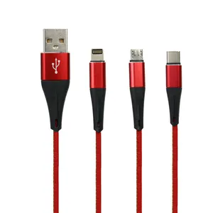 کابل تبدیل USB به لایتنینگ/USB-C/microUSB مدل XS023 طول 1.2 متر
