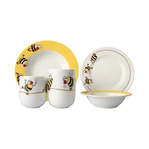 سرویس غذاخوری 5 پارچه کودک چینی زرین ایران مدل ایتالیا اف بامبل بی با لیوان درجه عالی