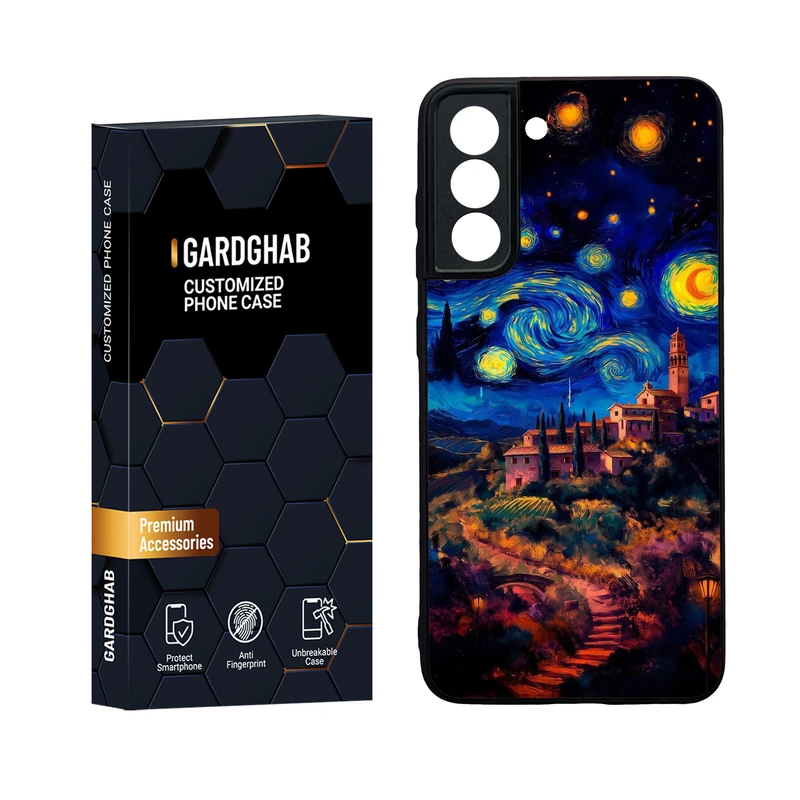 کاور گارد قاب مدل دور ژله ای پشت گلس هنری مناسب برای گوشی موبایل سامسونگ Galaxy S21 FE