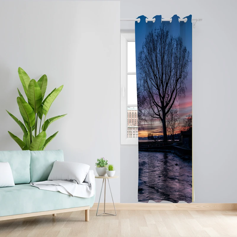 پرده طرح درخت مدل مخمل پانچی کد 4867 z سایز 140x200 سانتی متر