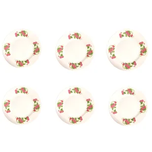 بشقاب غذاخوری مدل گل سرخ مجموعه 6 عددی