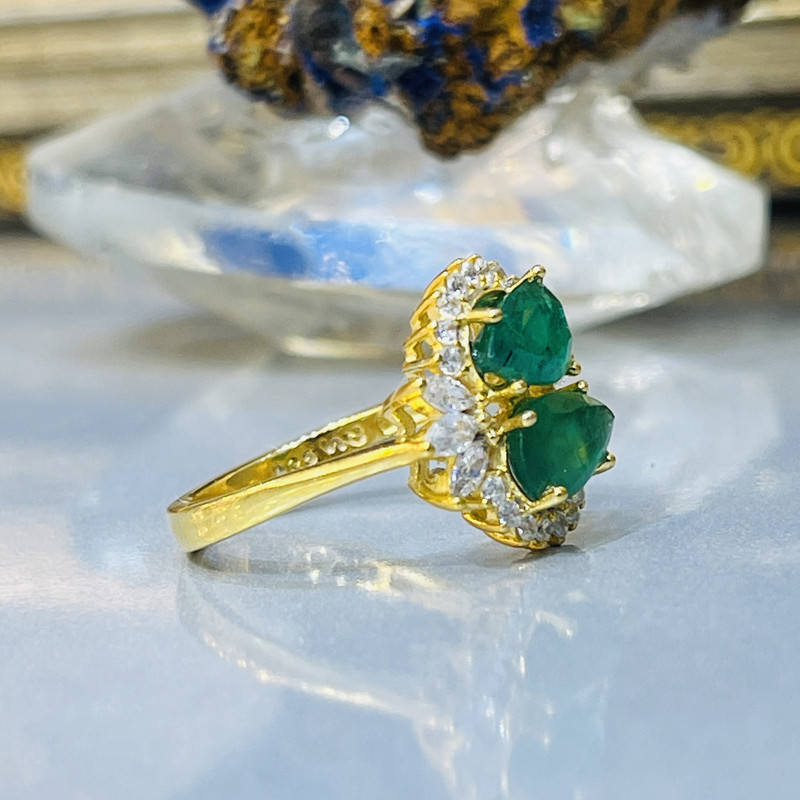 انگشتر نقره زنانه مدل زمرد زامبیایی