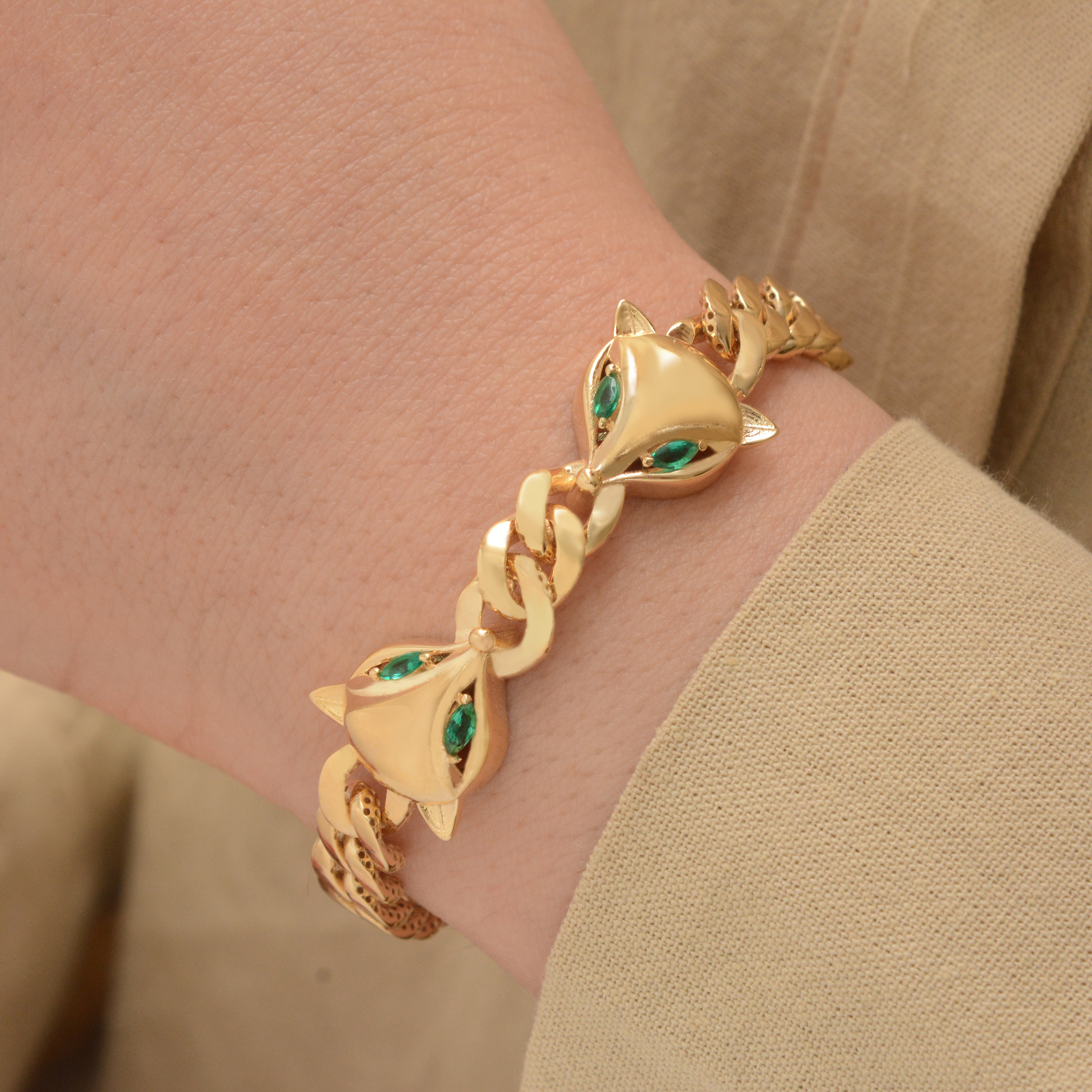 دستبند طلا 18 عیار زنانه طلای مستجابی  مدل روباه کد 67024