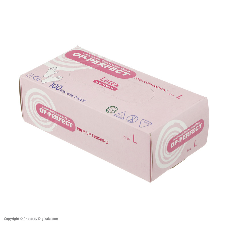 دستکش لاتکس اپی‌پرفکت مدل پریمیوم سایز لارج بسته 100 عددی