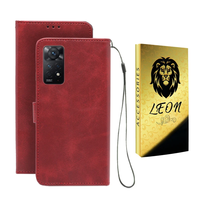 کیف کلاسوری لئون مدل Band Oro مناسب برای گوشی موبایل شیائومی Redmi Note 11 Pro Plus به همراه بند آویز