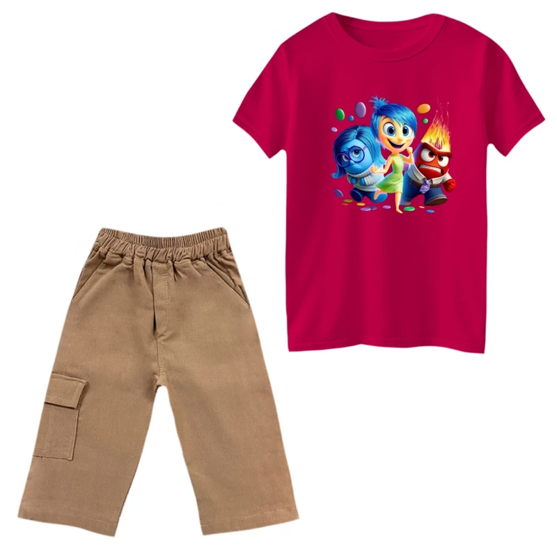 ست تی‌شرت و شلوارک دخترانه مدل انیمیشن درون و بیرون کد 7