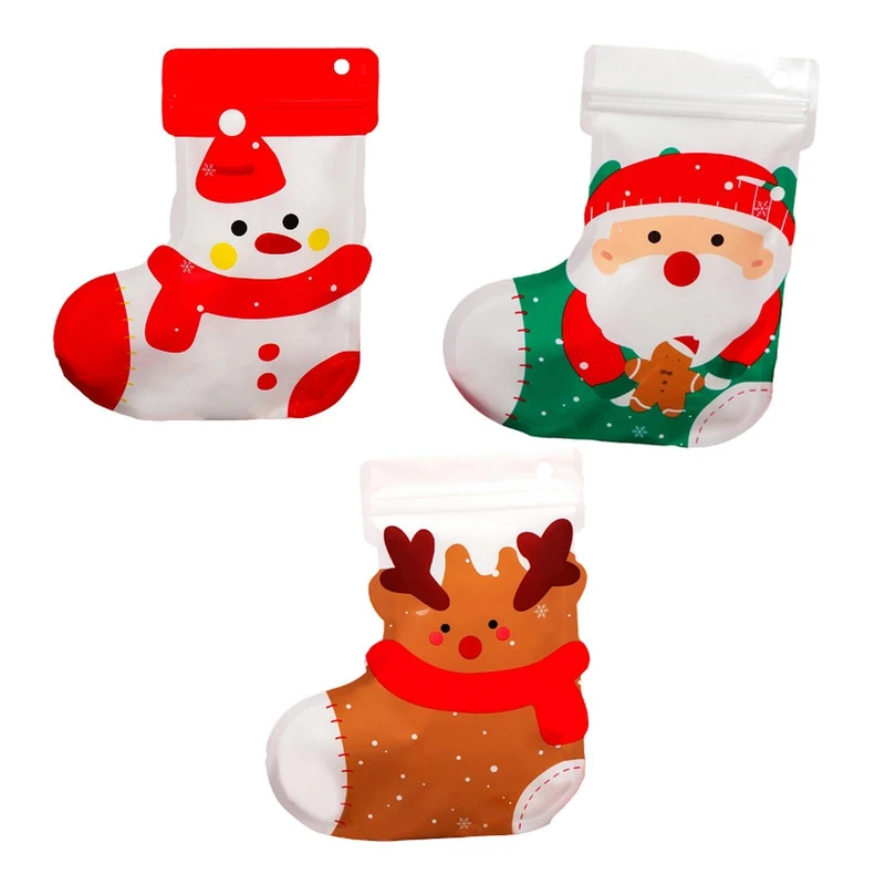 پاکت زیپ دار مدل جوراب کریسمس بسته 3 عددی