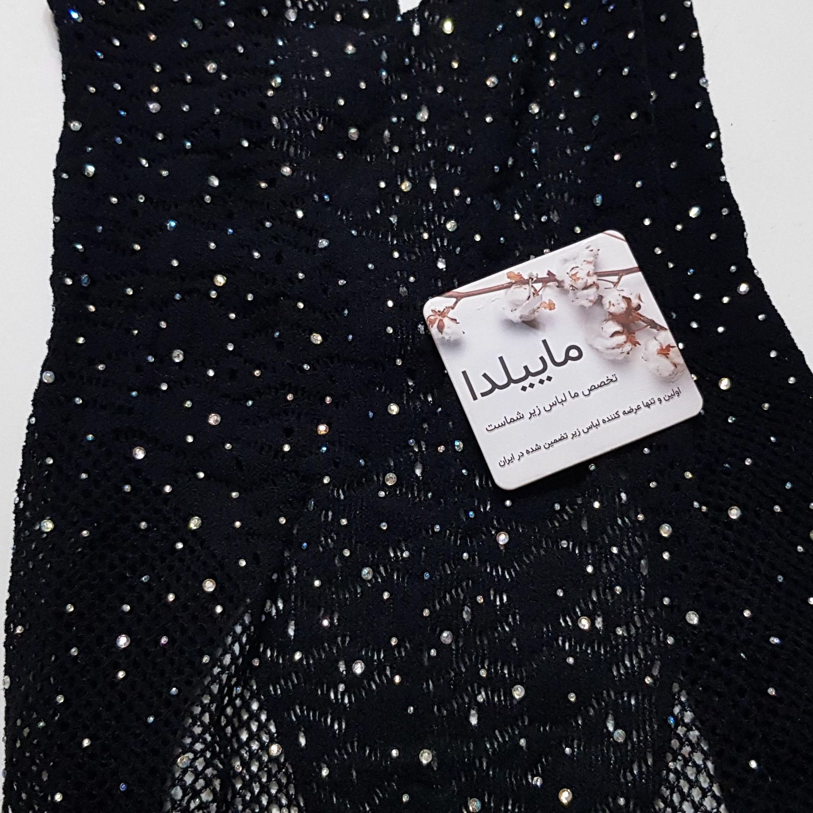 لباس خواب زنانه ماییلدا مدل نگین دار کد 4860-7055 رنگ مشکی -  - 4