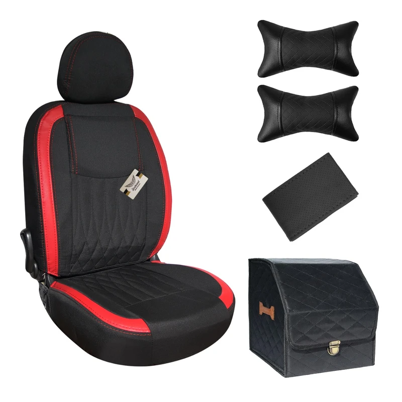 ست کامل روکش صندلی خودرو سوشیانت مدل نیل مناسب برای کوییک و تیبا دو به همراه پشت گردنی و دور فرمان و باکس