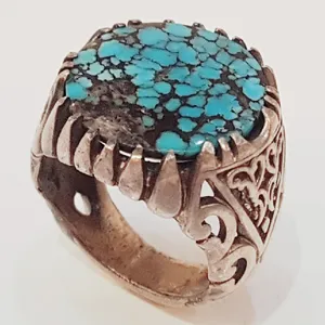 انگشتر نقره مردانه مدل سنگ فیروزه نیشابور کد P8600