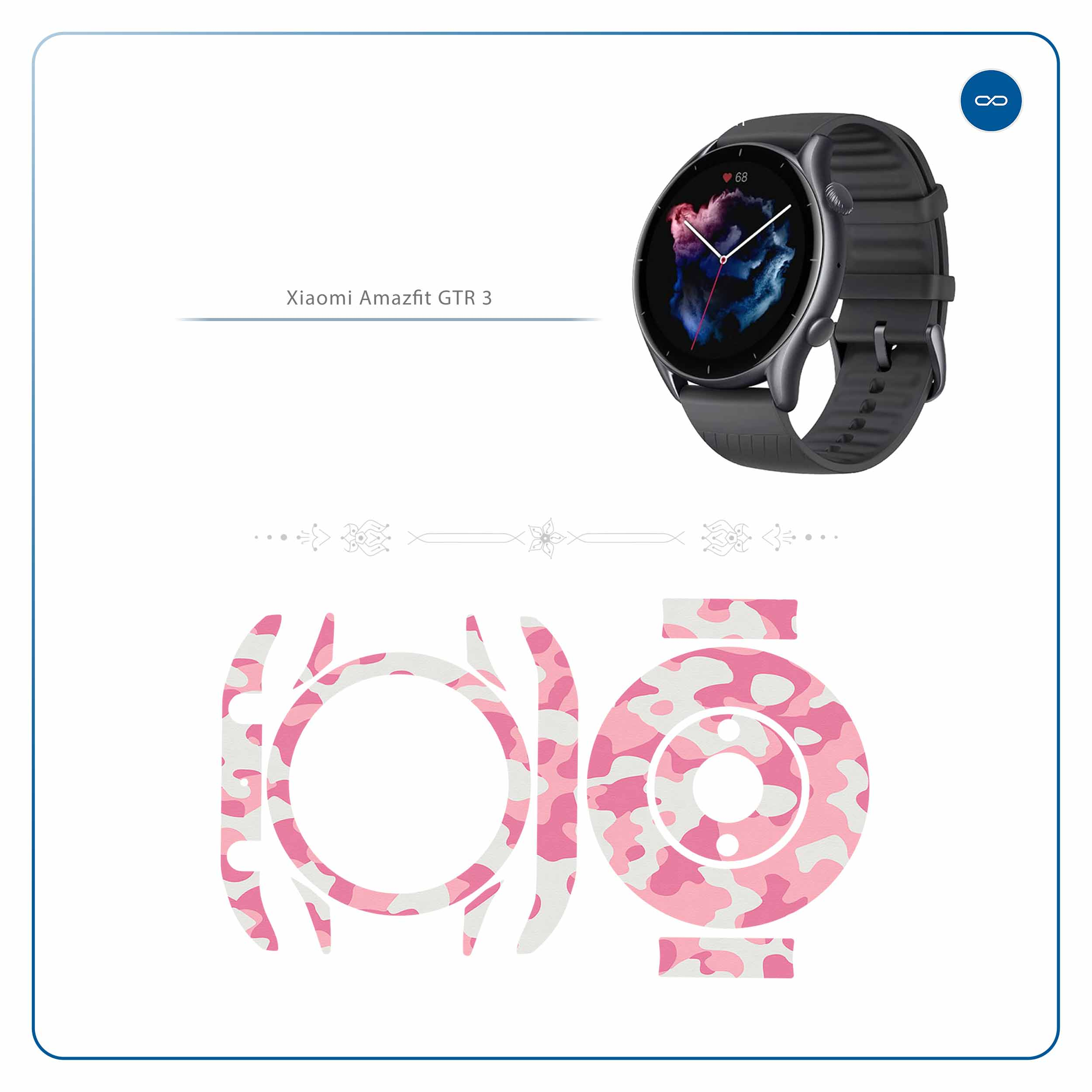 برچسب ماهوت طرح Army-Pink مناسب برای ساعت هوشمند آمازفیت GTR 3