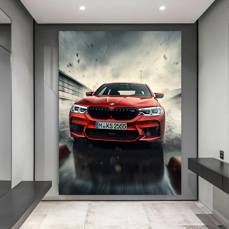 پوستر پارچه ای طرح مخمل BMW مدل شتاب کد BK24354