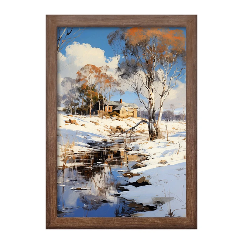 تابلو خندالو طرح منظره برفی کد F430