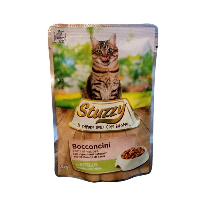 غذای پوچ گربه استوزی مدل chunks with veal وزن 85 گرم