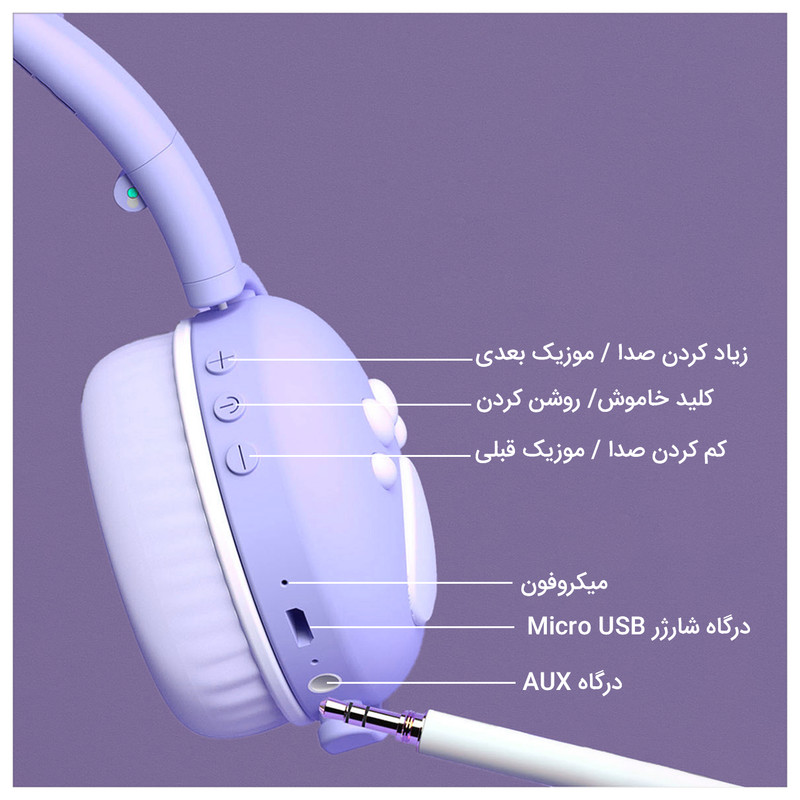 هدفون بی سیم مدل BK1 طرح گوش گربه ای 3
