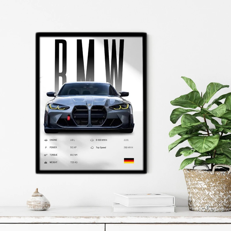 تابلو آتریسا طرح ماشین BMW مدل ATC67 فریم مشکی