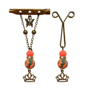 ست سنجاق سینه و گیره روسری طرح تاج کد PM484