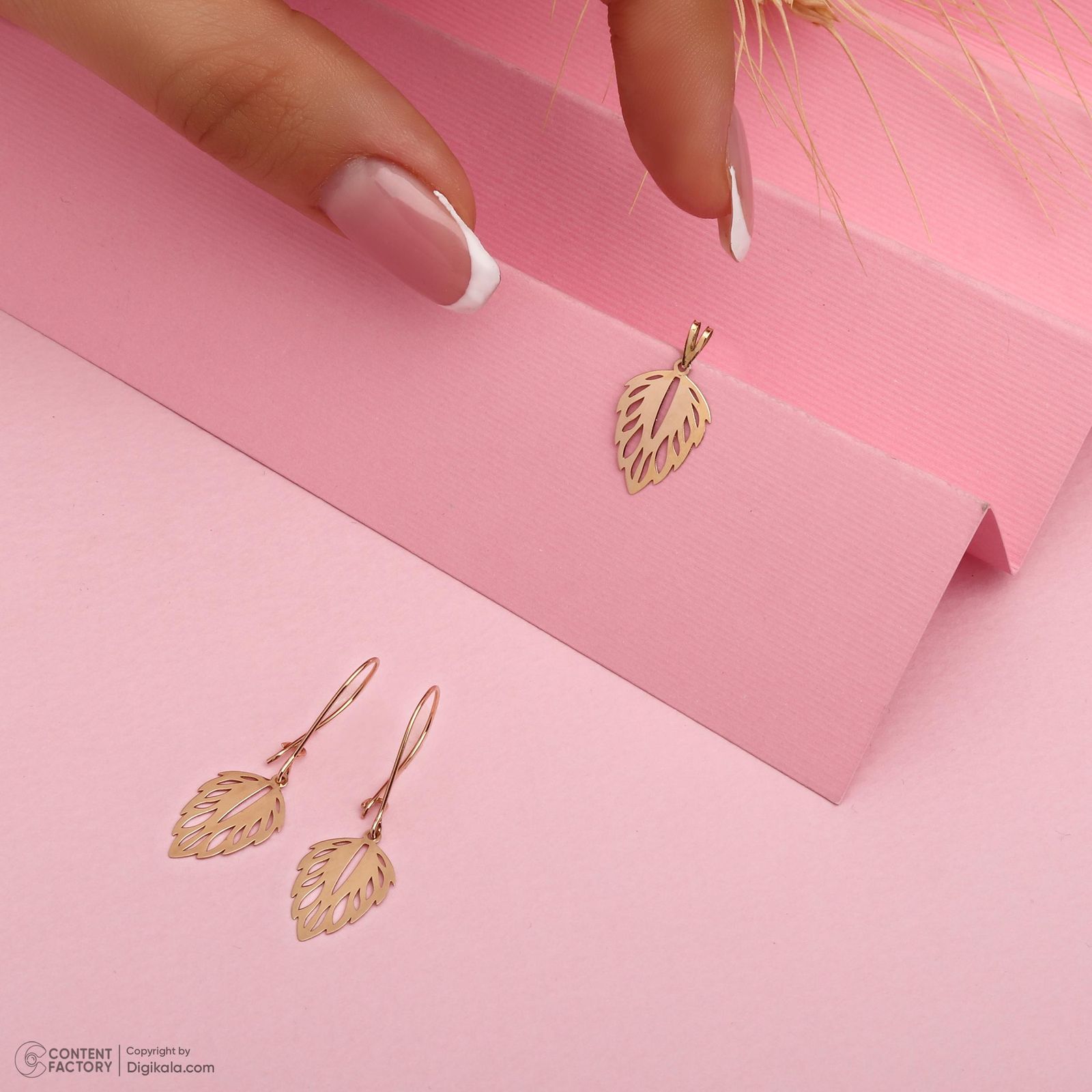 نیم ست طلا 18 عیار زنانه حافا گلد مدل برگ کد nim07 -  - 4