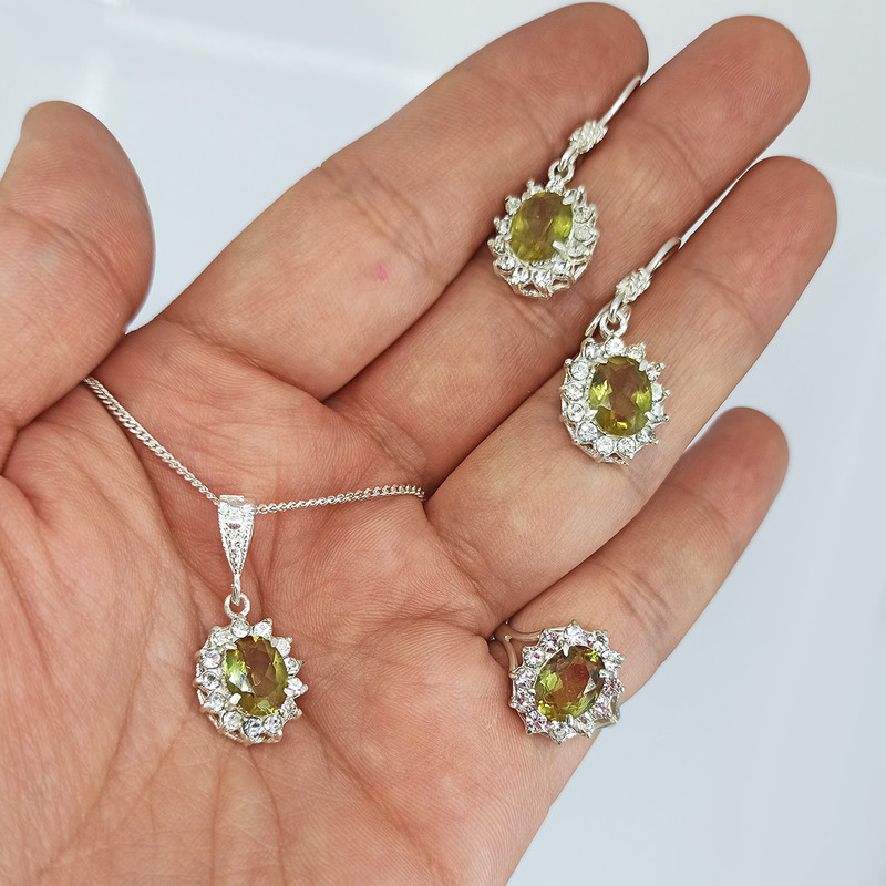 نیم ست نقره زنانه سلین کالا مدل الکساندریت کد 12