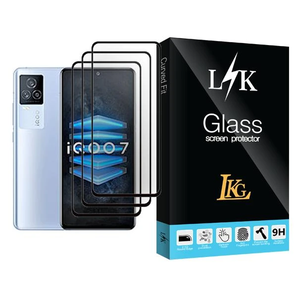 محافظ صفحه نمایش ال کا جی مدل LK Glass MIX003 مناسب برای گوشی موبایل ویوو iQOO 7 بسته سه عددی