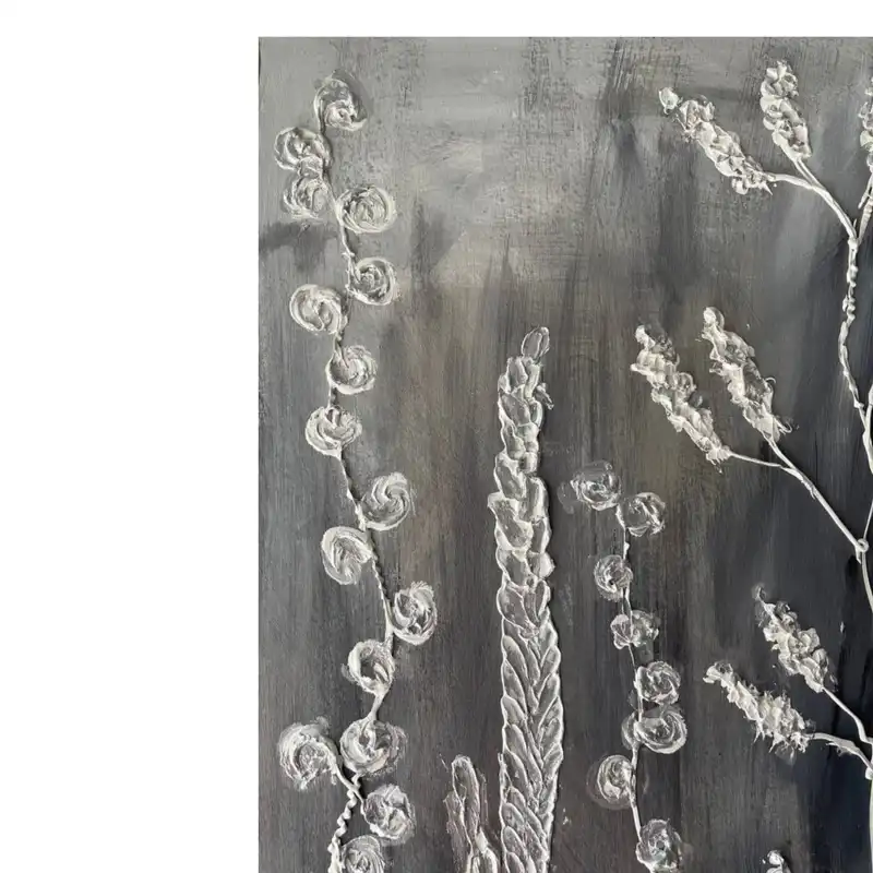 تابلو نقاشی اکریلک برجسته مدل قاصدک و برگ مجموعه دو عددی