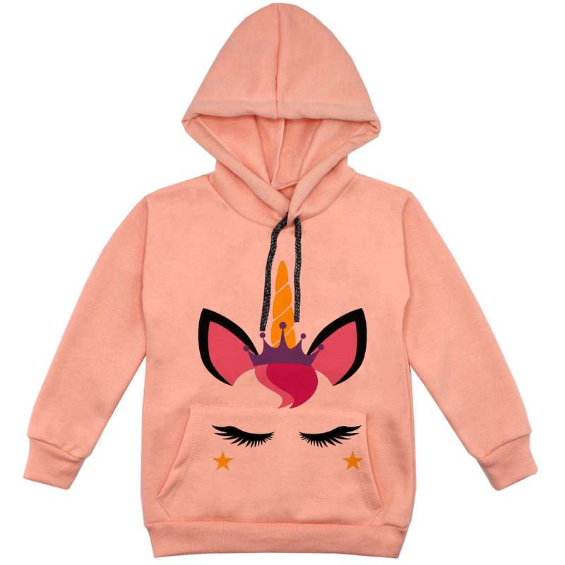 هودی دخترانه مدل تکشاخ F150 رنگ گلبهی