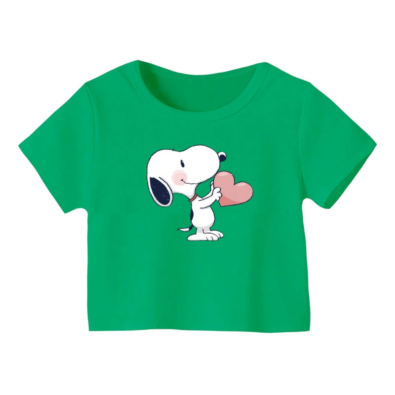 کراپ‌ تی‌شرت آستین کوتاه زنانه مدل اسنوپی کد ۴۳