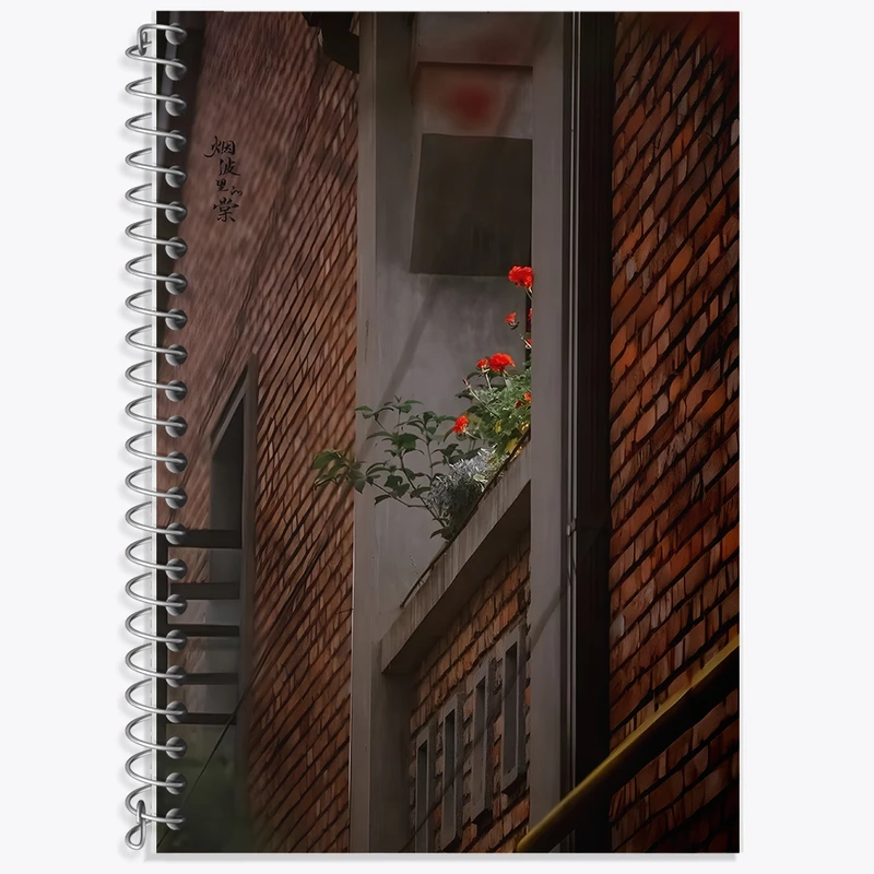 دفتر زبان 50 برگ خندالو مدل سه خط طرح گلدان شمعدونی کد F1329