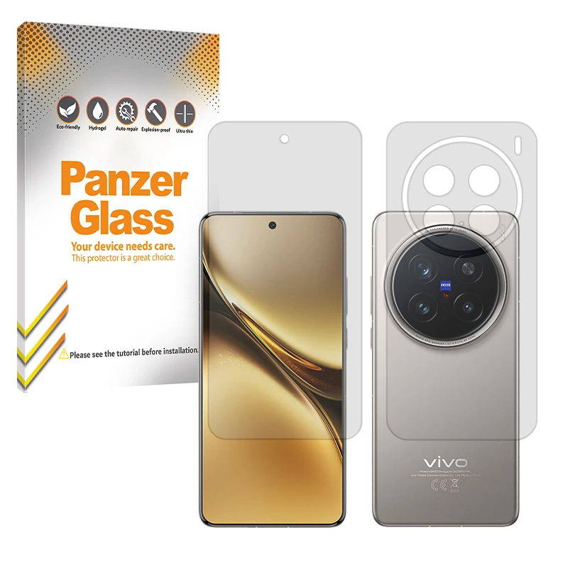 محافظ صفحه نمایش شفاف پنزر گلس مدل Resistant مناسب برای گوشی موبایل ویوو  X200 Pro به همراه محافظ پشت گوشی 