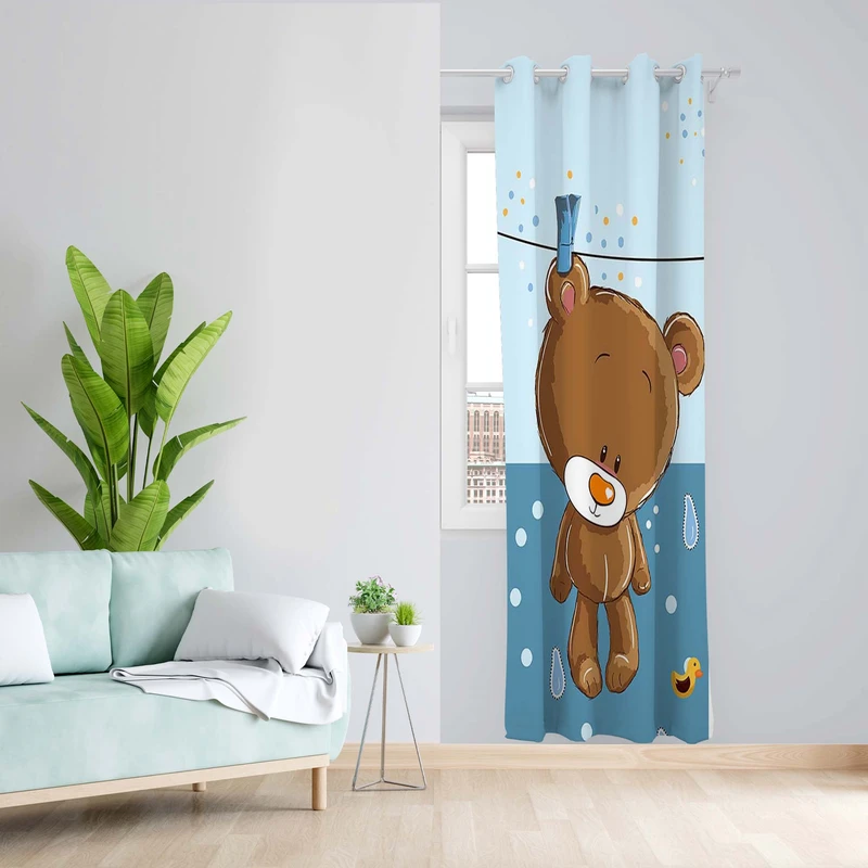 پرده طرح کودک مدل مخمل پانچی کد 5097L z سایز 140x200 سانتی متر