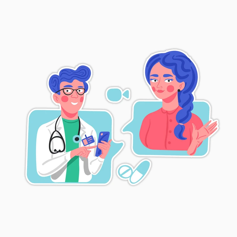 استیکر لپ تاپ و موبایل بووم طرح دکتر و مریض کد MR104 مجموعه 4 عددی