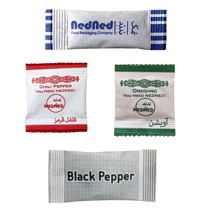 پک فلفل سیاه و فلفل قرمز و آویشن و نمک تکنفره ندند - بسته 20 عددی