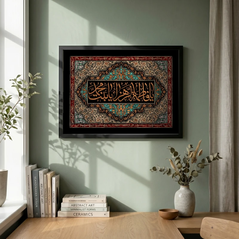 تابلو طرح یا حضرت فاطمه (س) مدل G15575 فریم مشکی