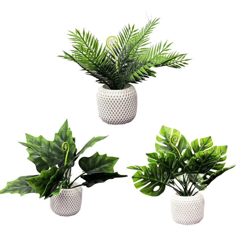 گلدان به همراه گل مصنوعی مدل سولوان زنبوری مجموعه 3 عددی