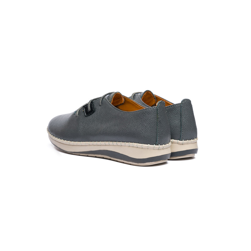 کفش طبی زنانه مدل آنیس بندی تمام چرم رنگ طوسی