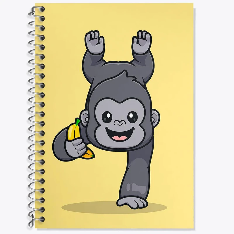 دفتر زبان 50 برگ خندالو مدل دو خط طرح حیوانات بامزه گوریل کد 29714