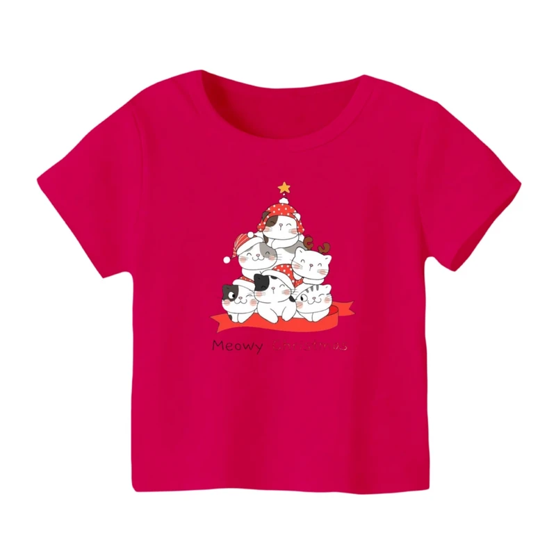 تی شرت آستین کوتاه بچگانه مدل گربه کریسمس کد 1