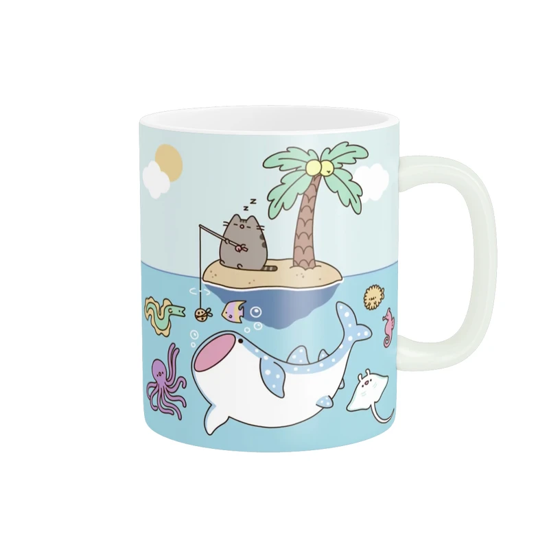  ماگ طرح گربه پوشین جزیره ماهیگیری کد MG81