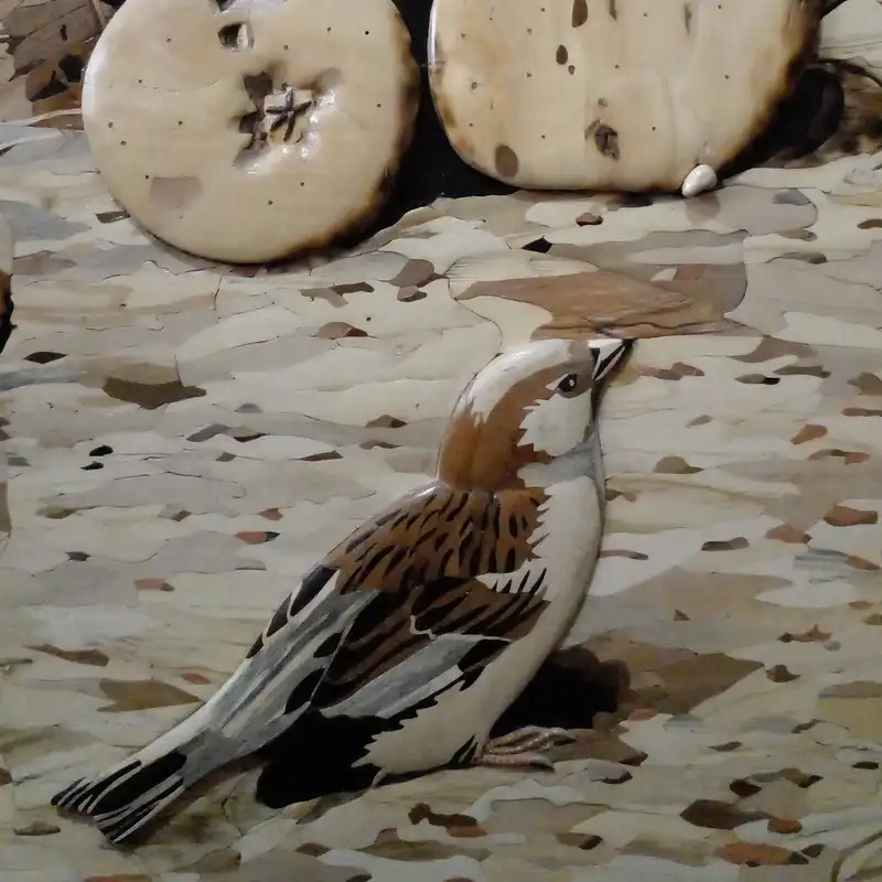 تابلو معرق کاری مدل دیواری طرح گنجشک وسیب