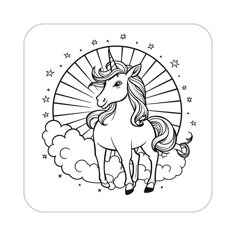 زیر لیوانی کاکتی طرح اسب تک شاخ و یونیکورن مدل mp30299