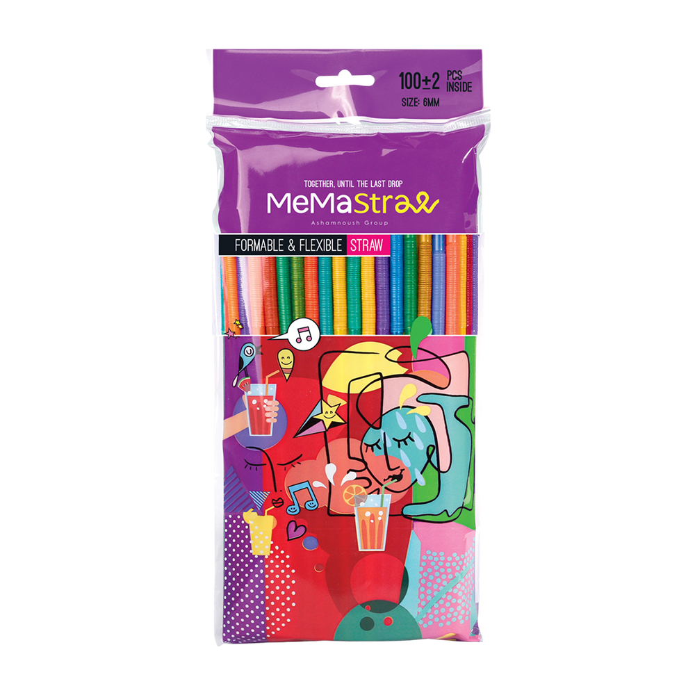 نی نوشیدنی یکبار مصرف میما استرا مدل فانتزی کد 4000-6 بسته 100 عددی