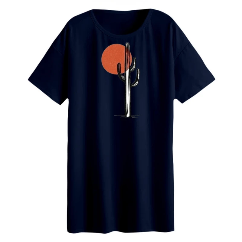 تی شرت لانگ زنانه مدل  کاکتوس مینیمال